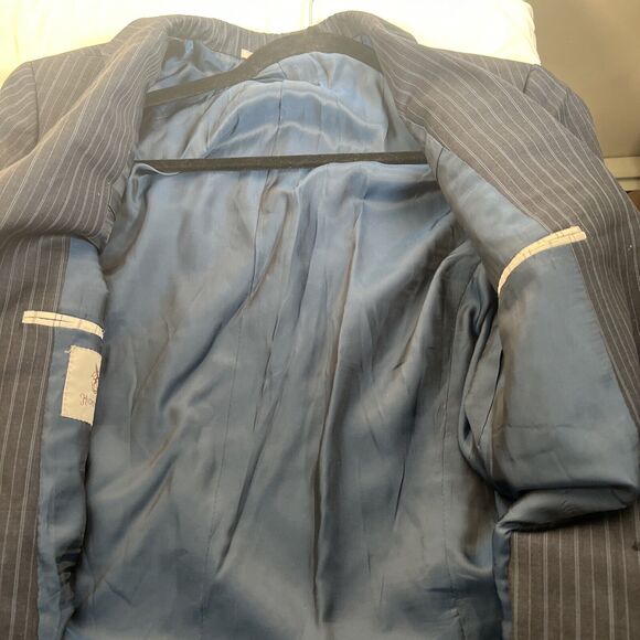 Hickey Freeman Sport Coat Suit Jacket Blue Pinstripe Blazer 40s Wool - Picture 6 of 10